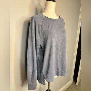 Sz M Athleta crew neck long sleeve top blue grey modal blend